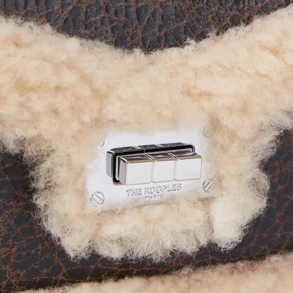 NWT | The Kooples | Leather Shearling-Trim Emily Cross-Body Bag - Picture 3 of 10